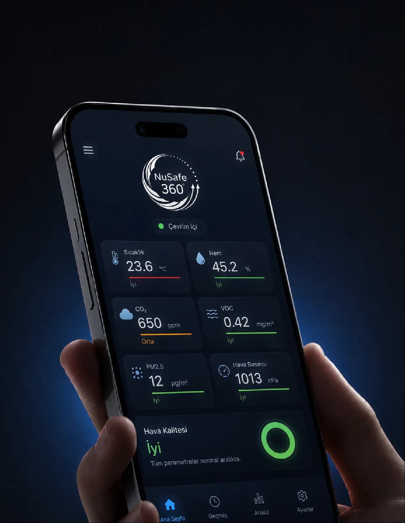 NuSafe360 cihazının sensör yüzeyi